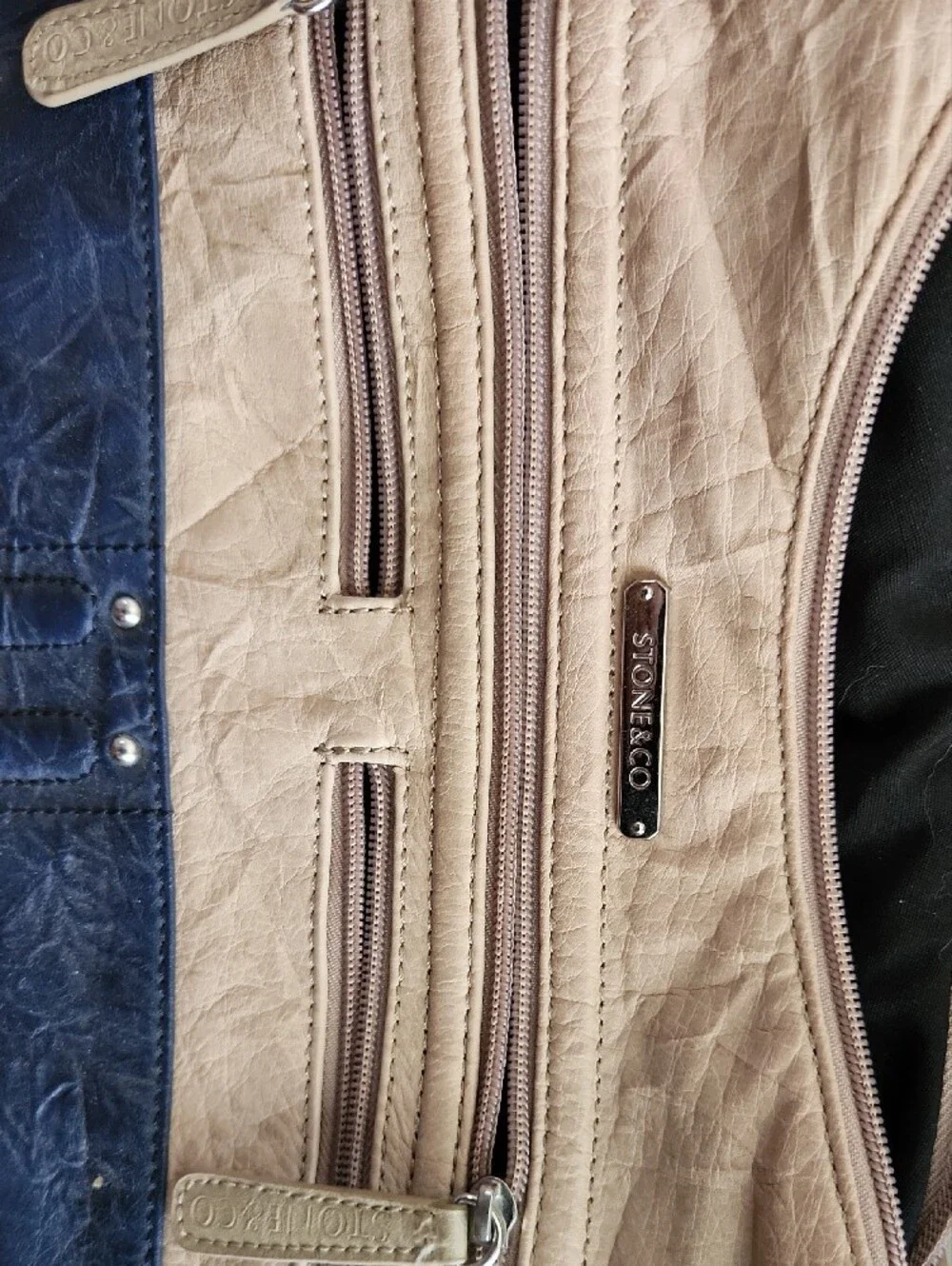 Stone & Co. Beige and Navy Two-Tone Crossbody Bag